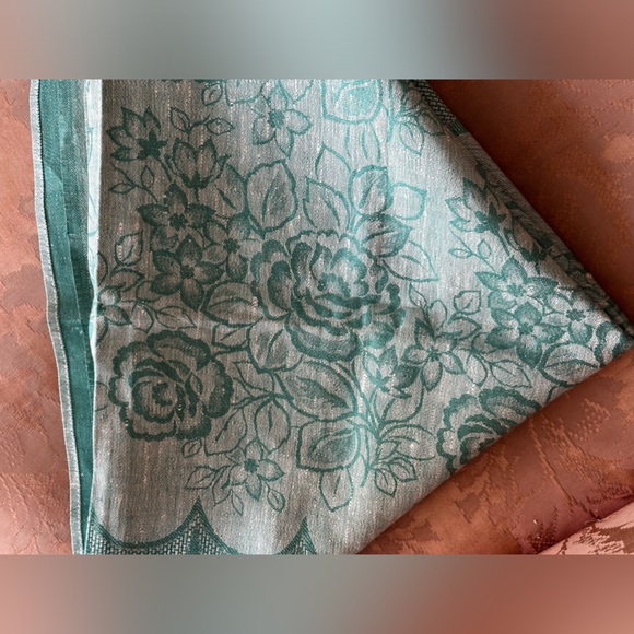 Rare Vintage but new not used European pure linen table cloth square Decor lux - Picture 7 of 15